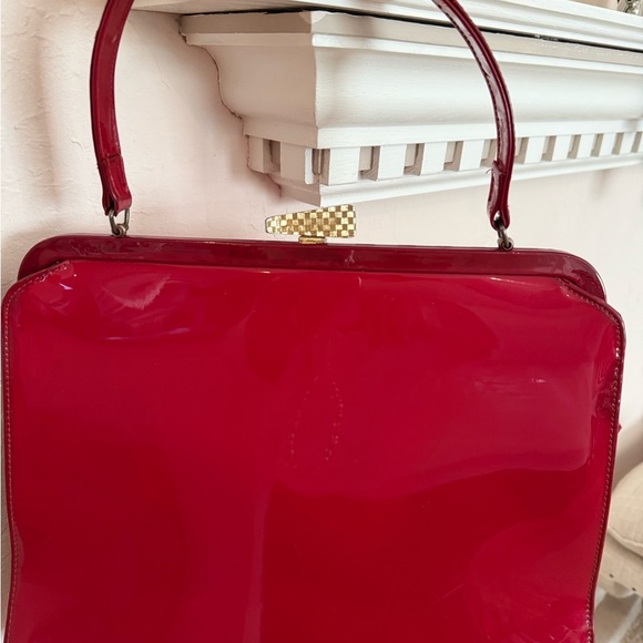 Vintage Red Patent Leather Handbag 10.5 X 13.5 - Picture 3 of 17